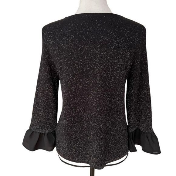Anthropologie Moth Metallic Sweater Top ruffled sleeves size XS - Picture 2 of 6